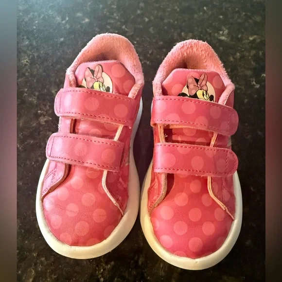 Adidas Disney Grand Court Minnie Mouse silver sparkle Pink Sneakers size 8 - Picture 14 of 16